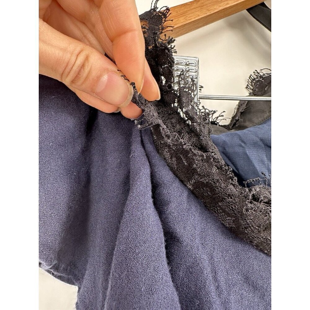 Alice + Olivia Navy Mitsy Lace Trim Maxi Dress Women’s 4 READ - Picture 8 of 12